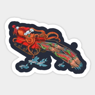 Octopus Santa Sticker